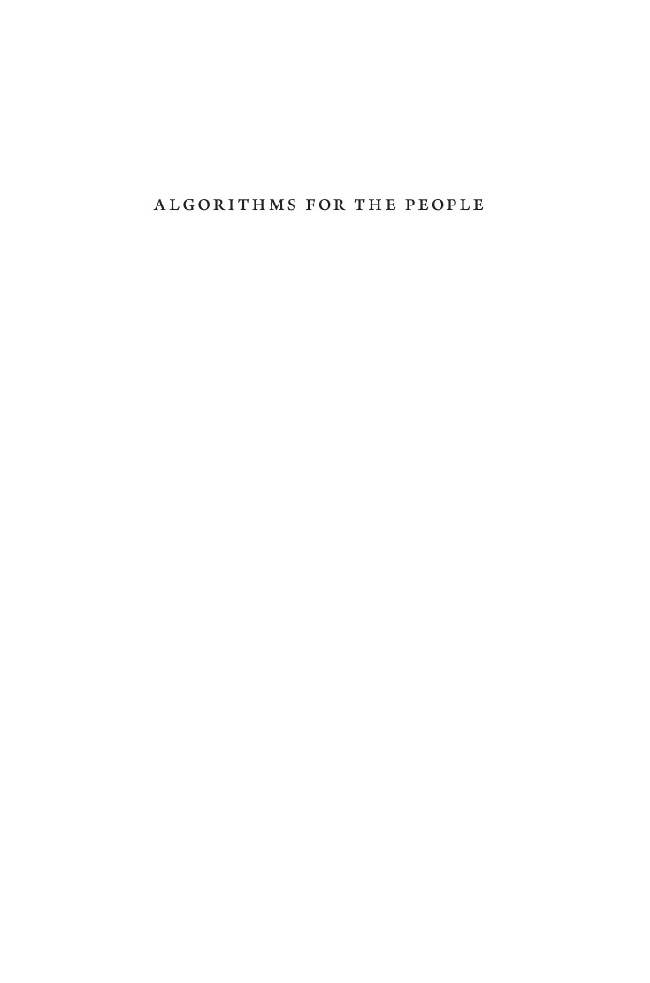 Cover of algorithms for the ­people