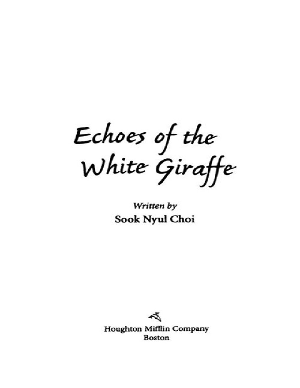 Cover of Echoes of the White Giraffe