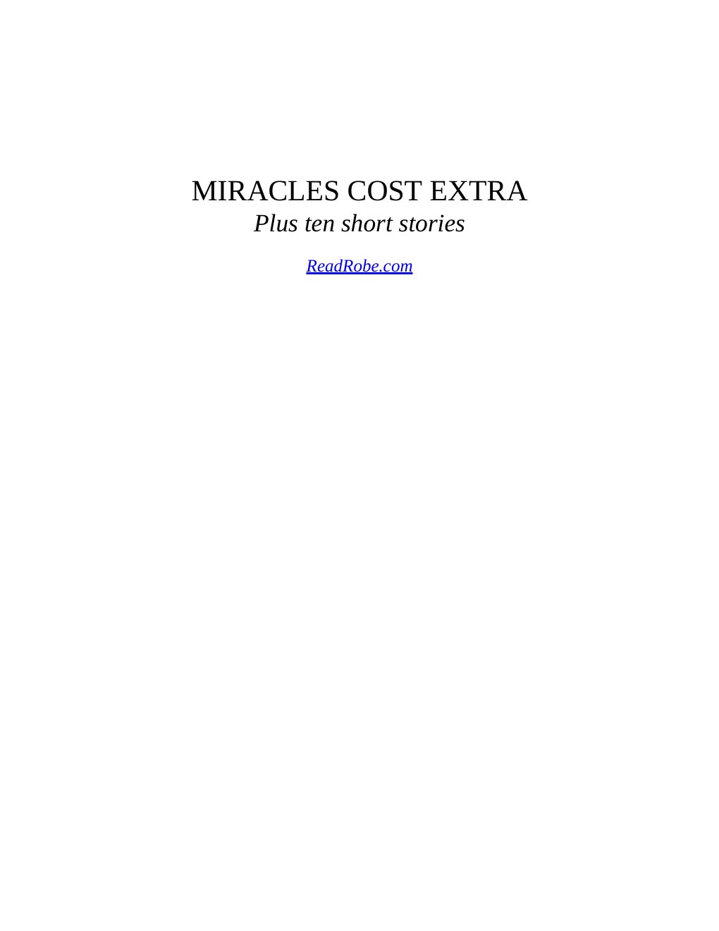Cover of Miracles Cost Extra- Plus ten short stories (1951)