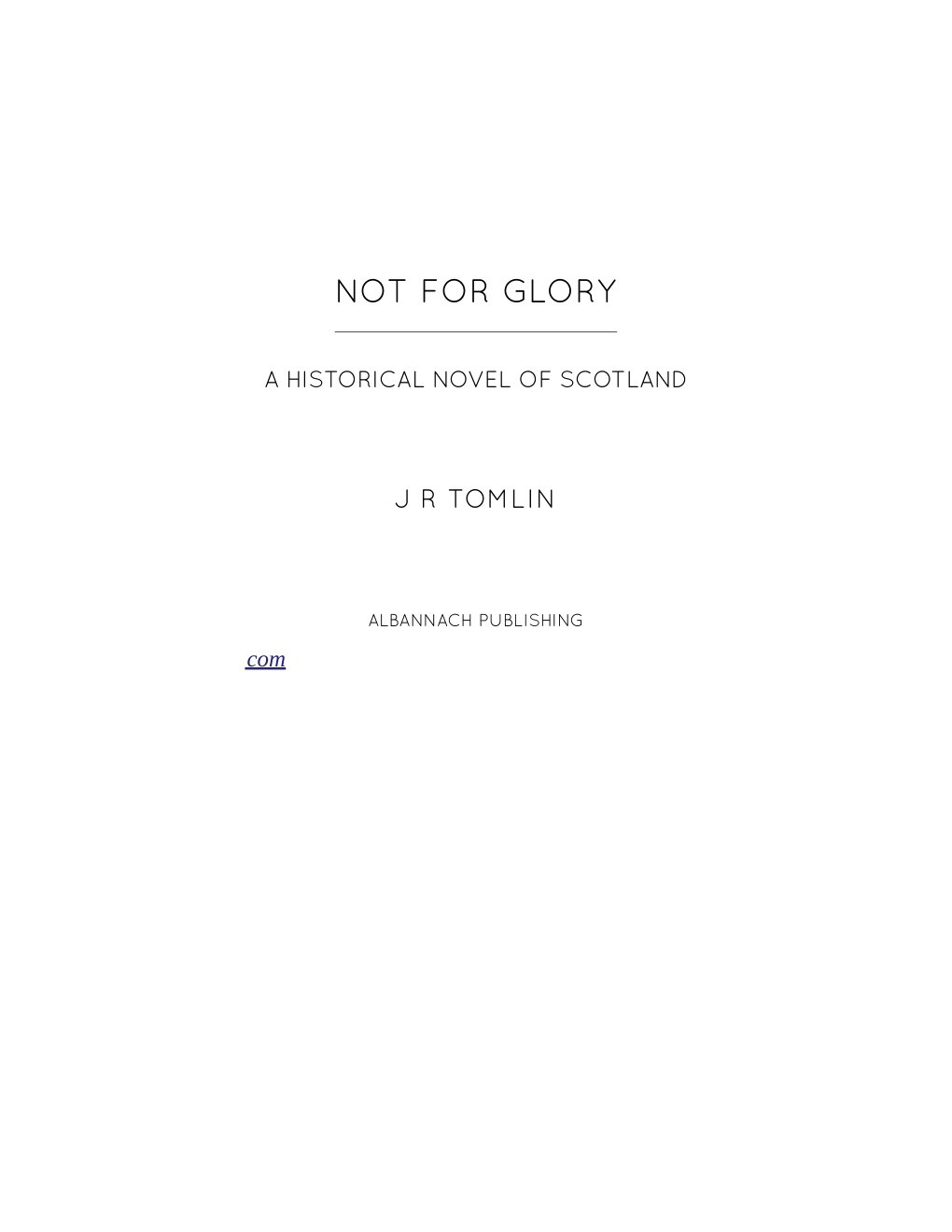 Cover of Not for Glory