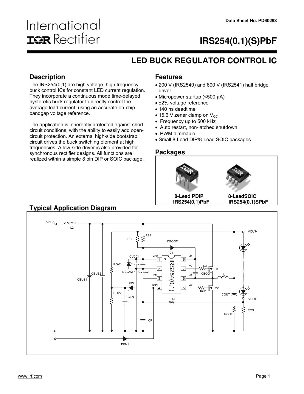 Cover of Data Sheet No. PD60293 (2007)