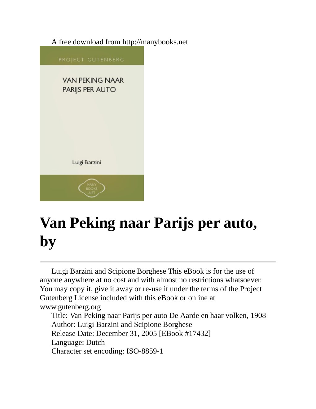Cover of Van Peking naar Parijs per auto (1500)