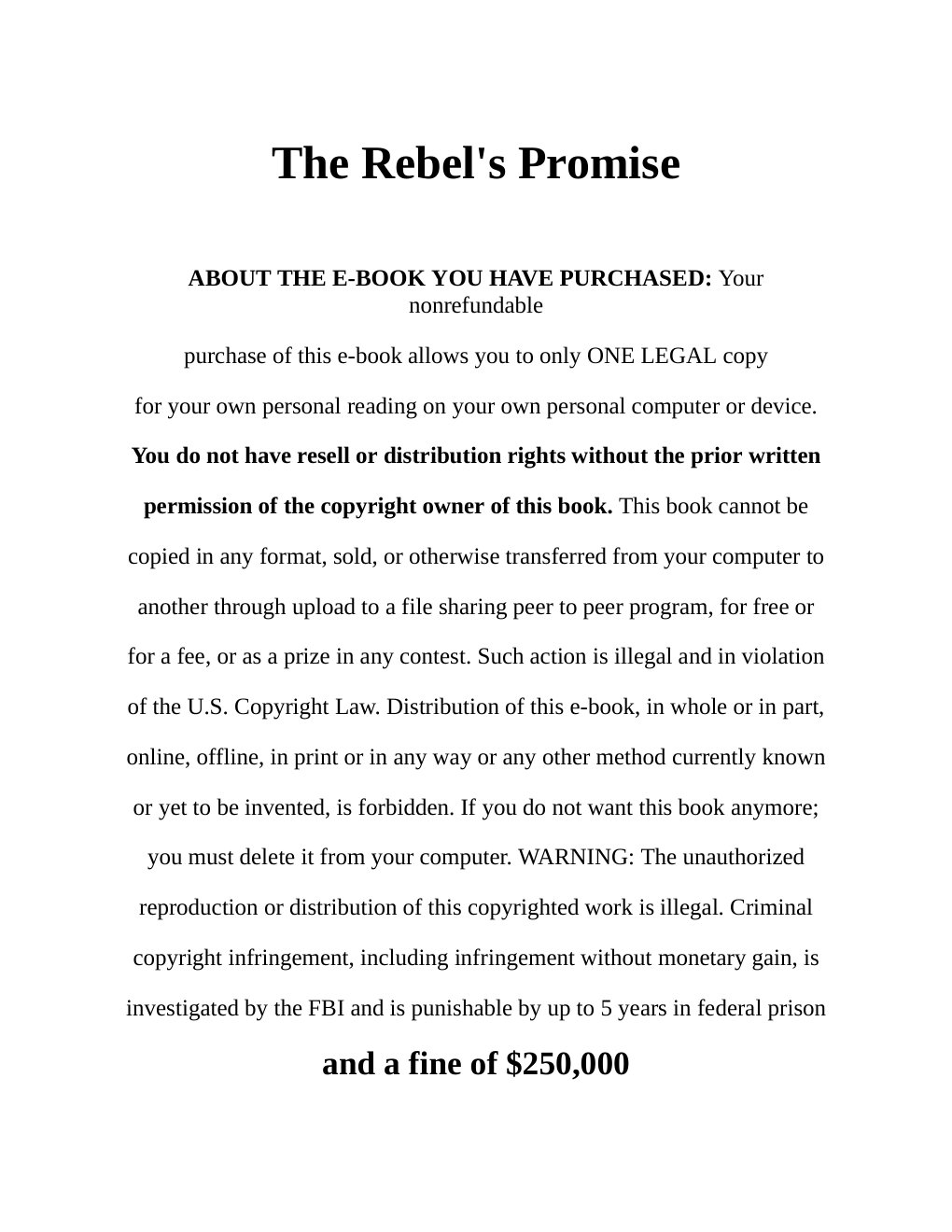 Cover of The Rebels Promise