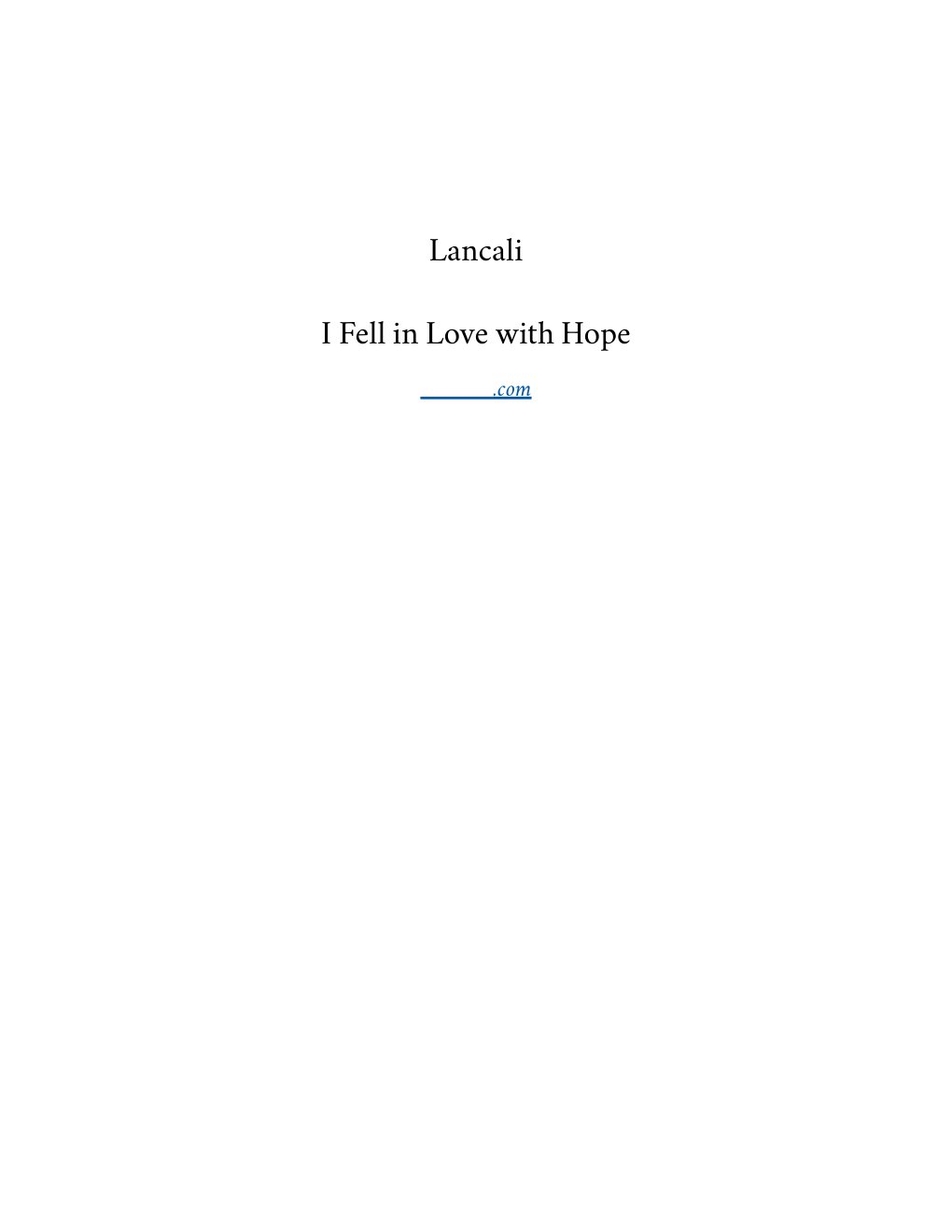 Cover of I Fell in Love with Hope