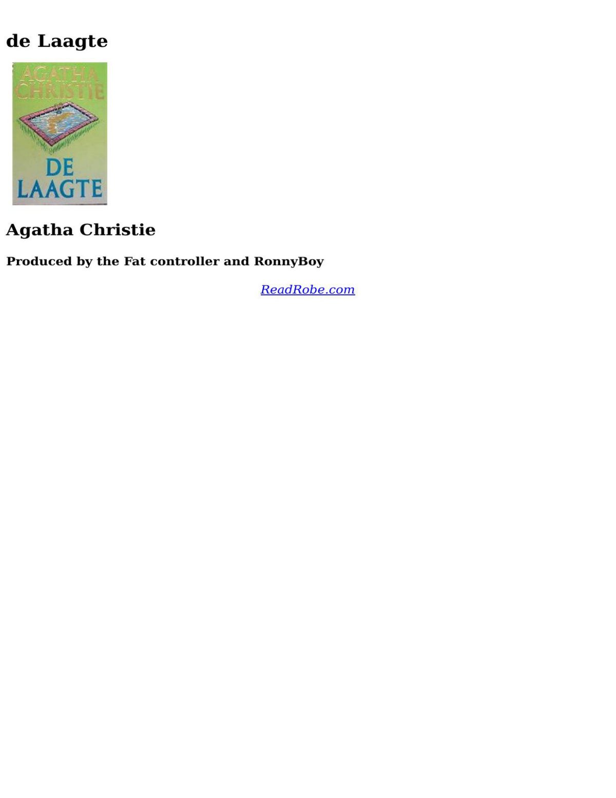 Cover of De Laagte