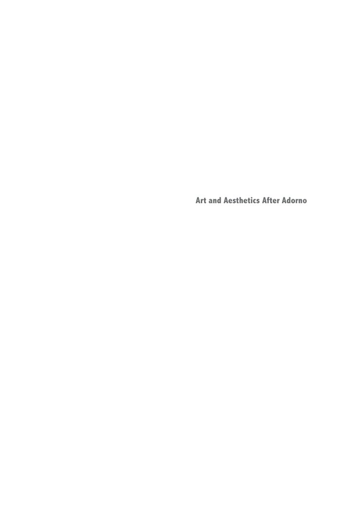 Cover of Art and Aesthetics After Adorn