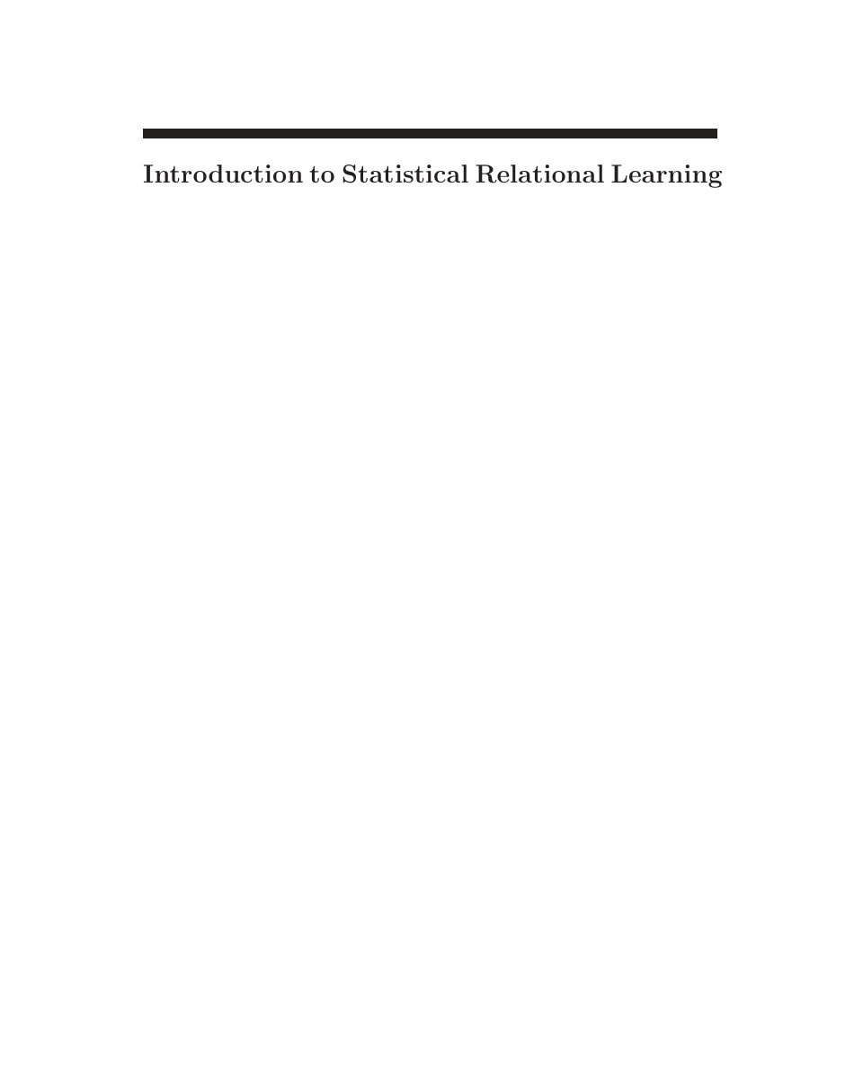 Cover of Introduction to Statistical Relational Learning
