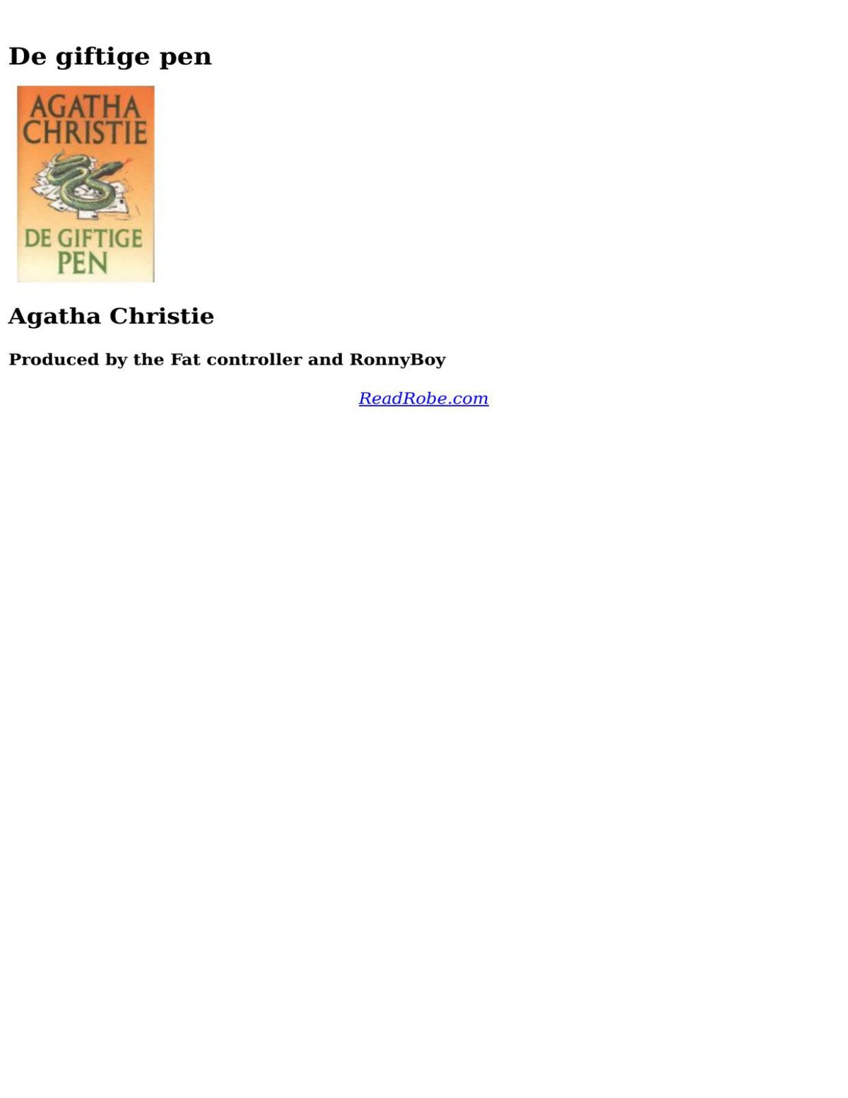 Cover of Agatha 06 - De Giftige Pen