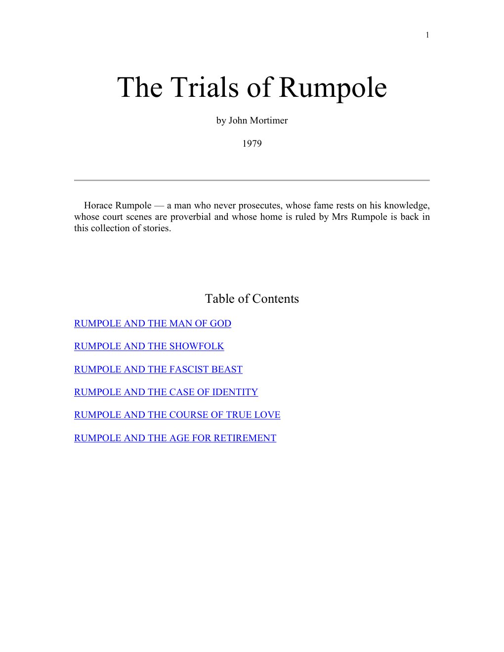 Cover of The Trials of Rumpole (1979)