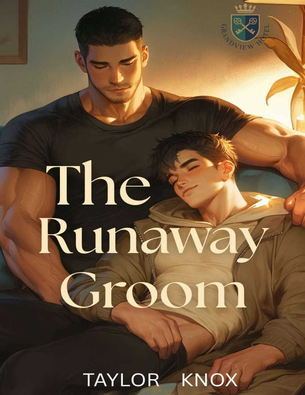 Cover of The Runaway Groom: A Forced Proximity Grumpy Sunshine MM Romance (The Grandview Hotel Book 3)