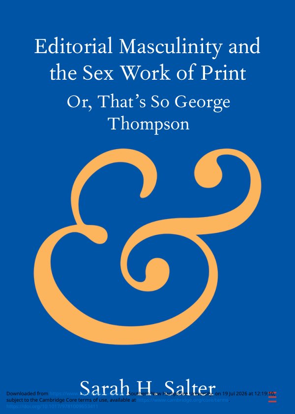 Cover of Editorial Masculinity and the Sex Work of Print (1855)