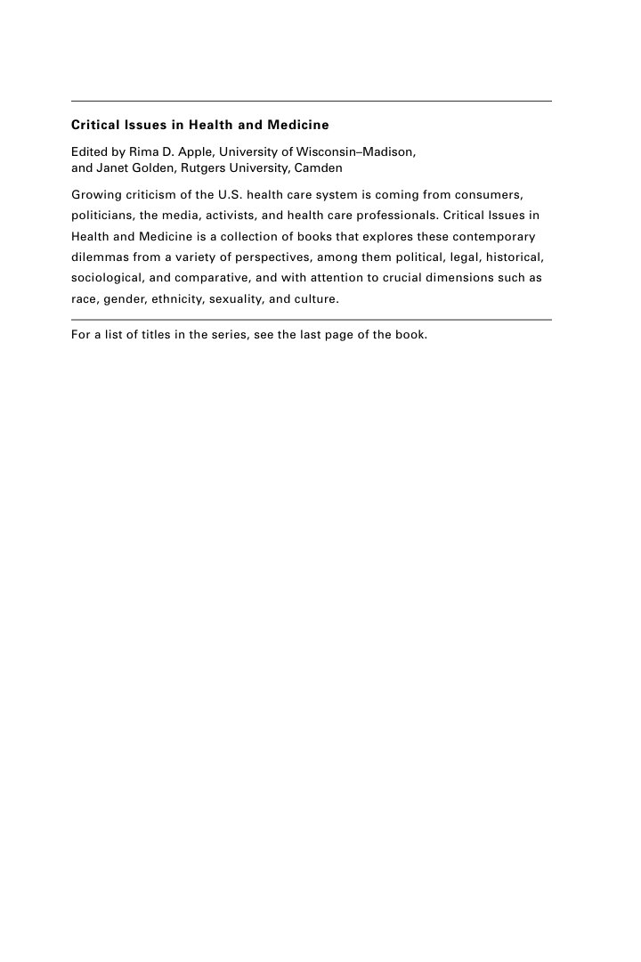 Cover of Critical Issues in Health and Medicine