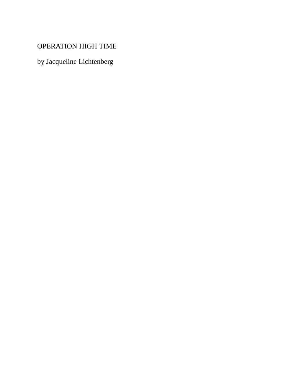 Cover of Lichtenberg, Jacqueline - [Sime Gen 13] - Operation High Time (0)