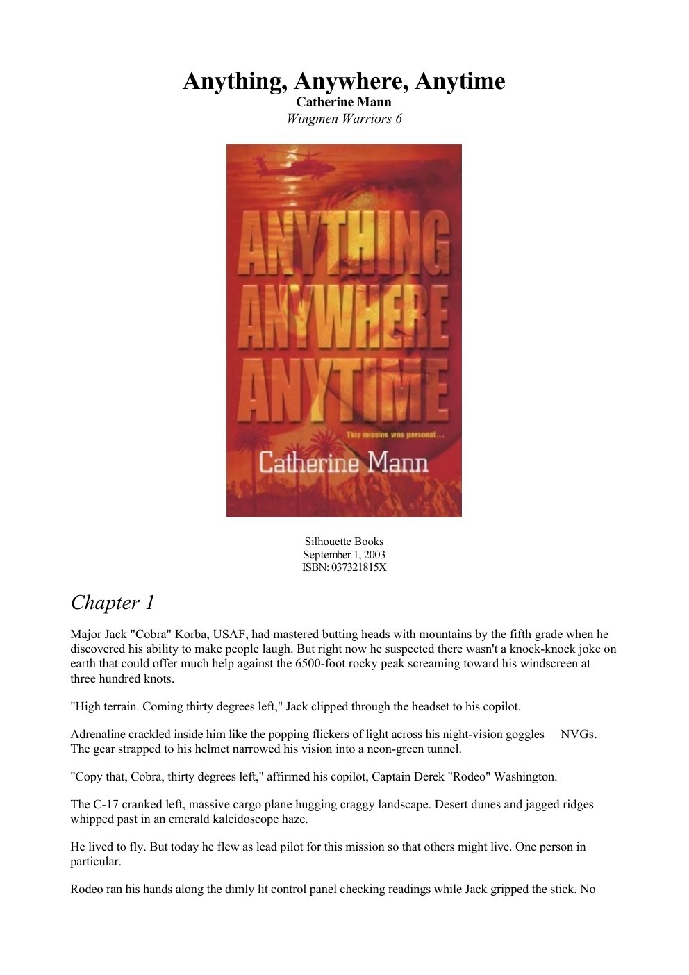 Cover of Anything, Anywhere, Anytime