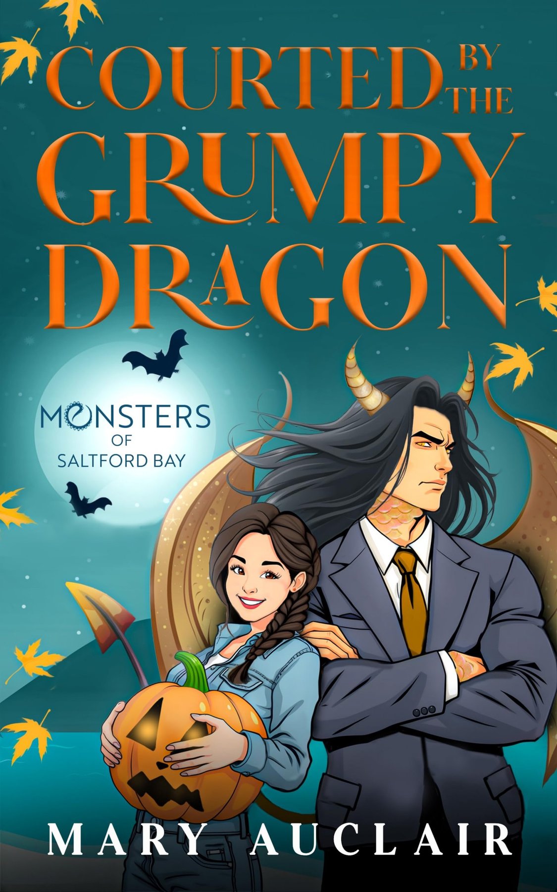 Cover of Courted By The Grumpy Dragon: A Cozy Monster Romance (Monsters of Saltford Bay)