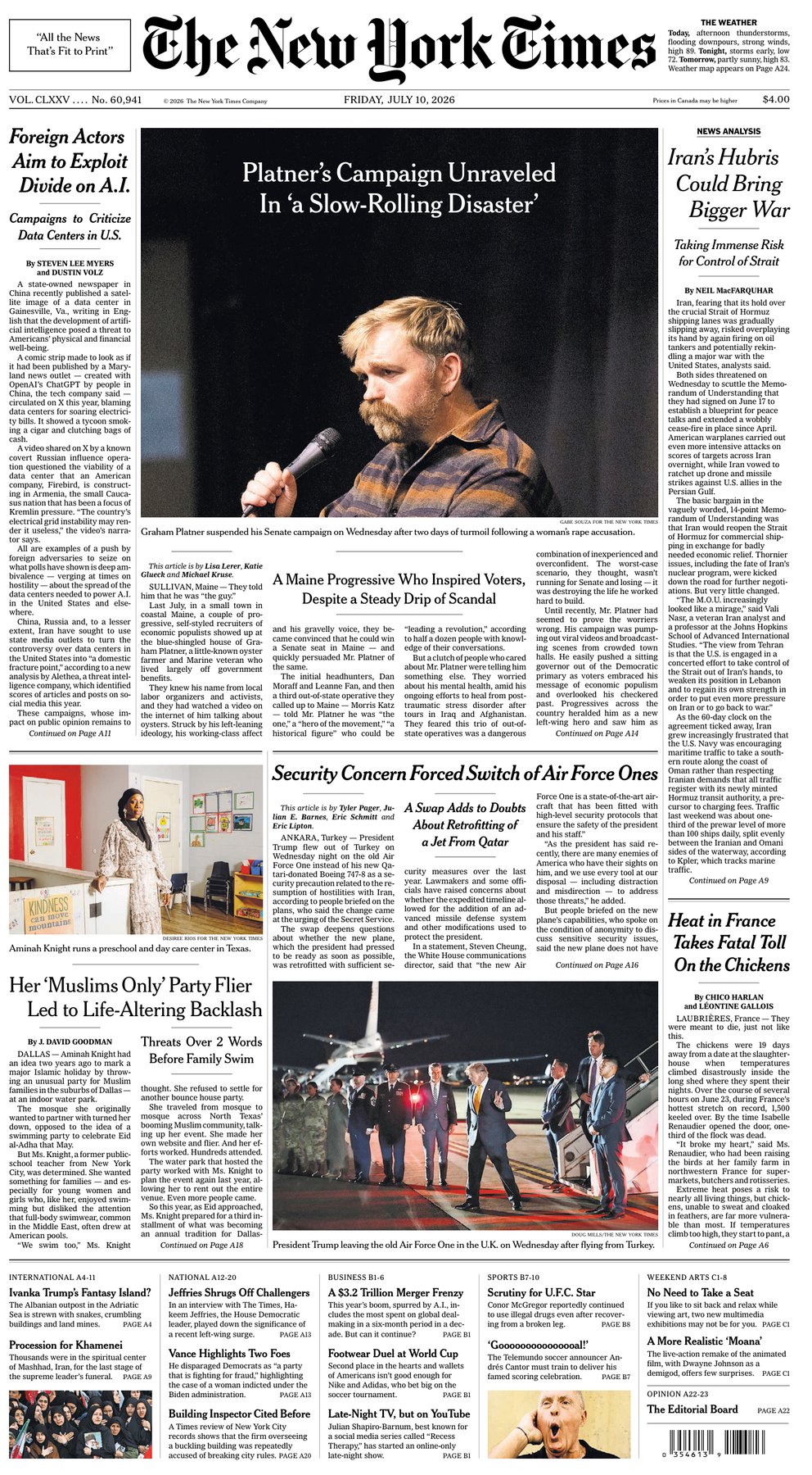 Cover of The New York Times - JULY 10, 2026