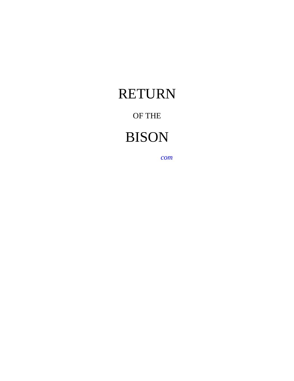 Cover of Return of the Bison
