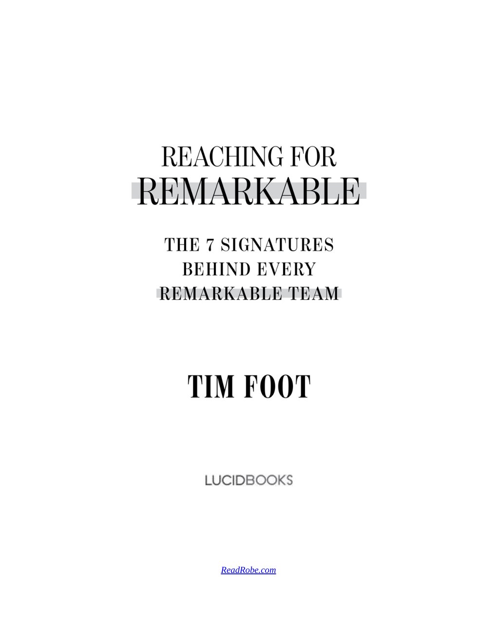 Cover of Reaching For Remarkable