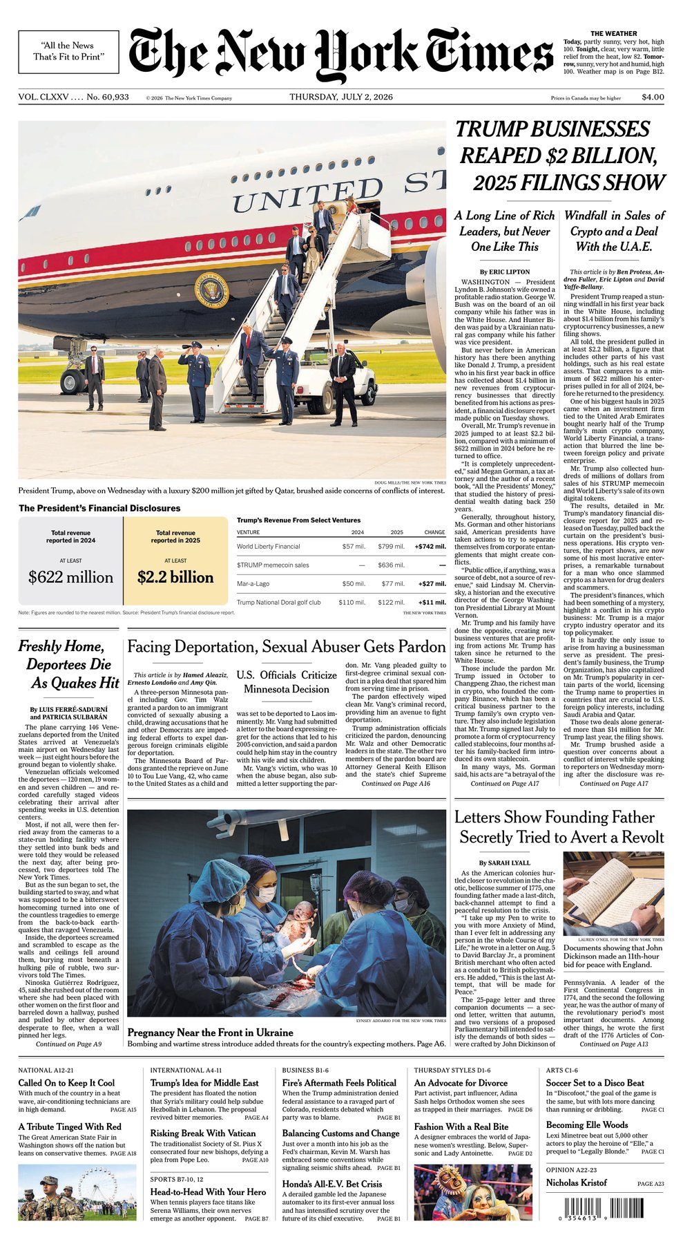 Cover of The New York Times - JULY 2, 2026