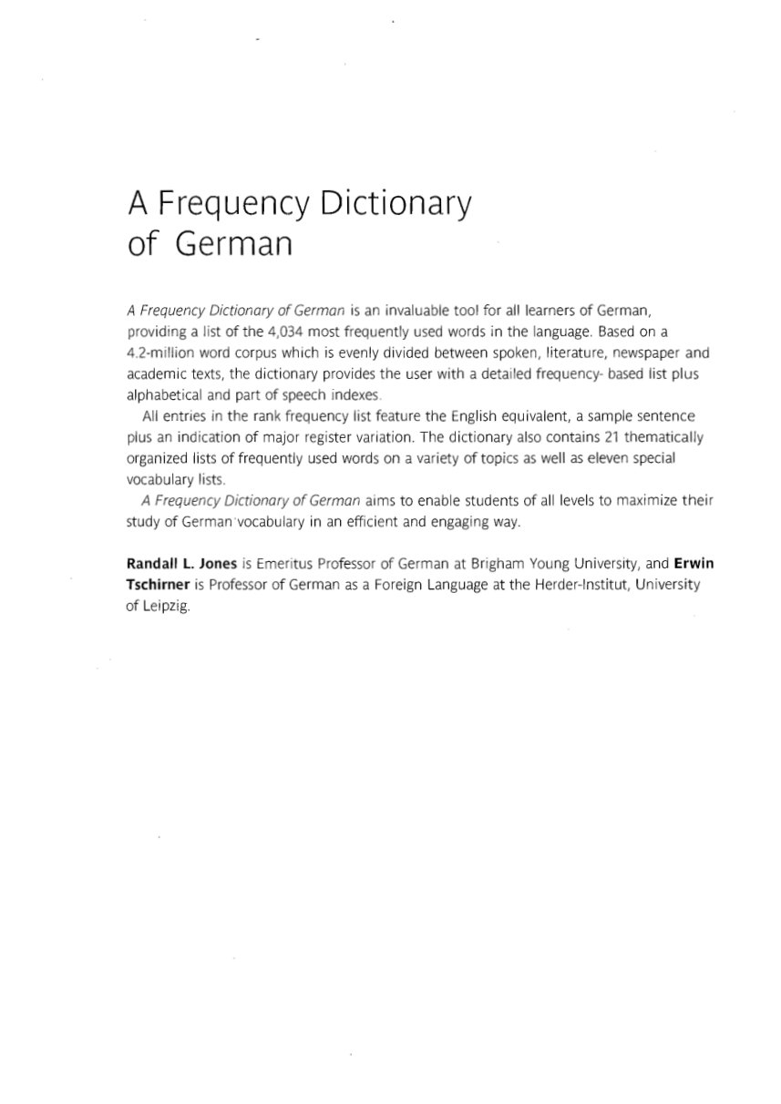 Cover of A Frequency Dictionary of German Core