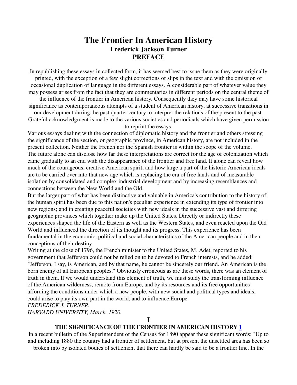 Cover of The Frontier In American History