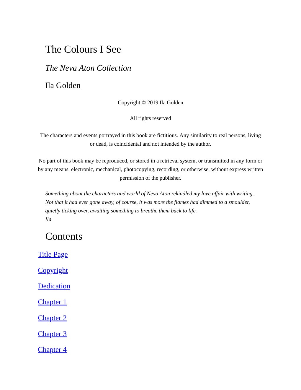 Cover of The Colours I See (The Neva Aton Collection)