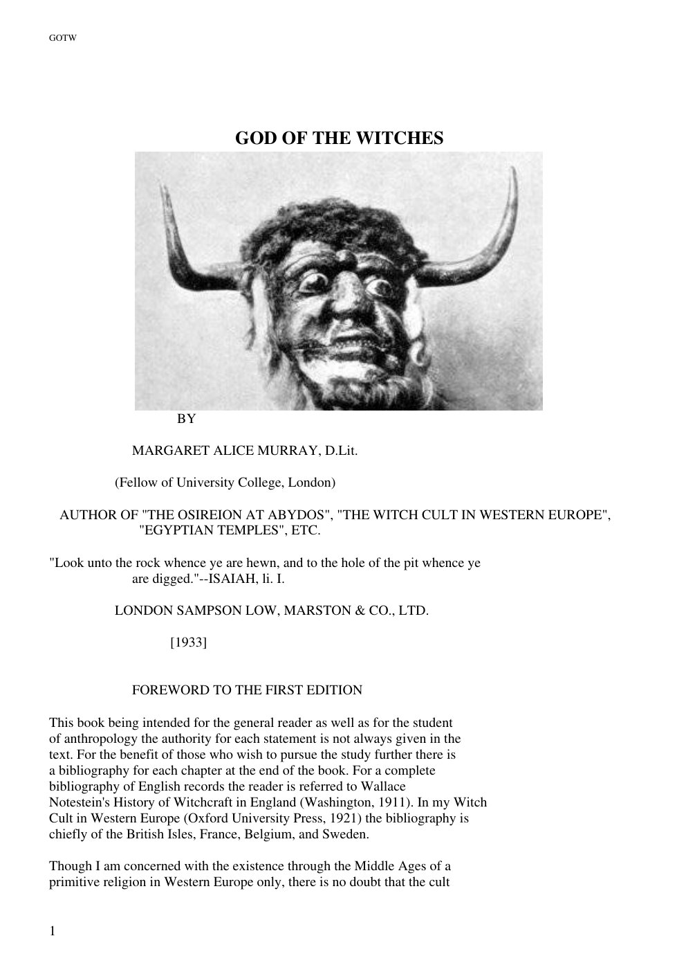 Cover of GOD OF THE WITCHES