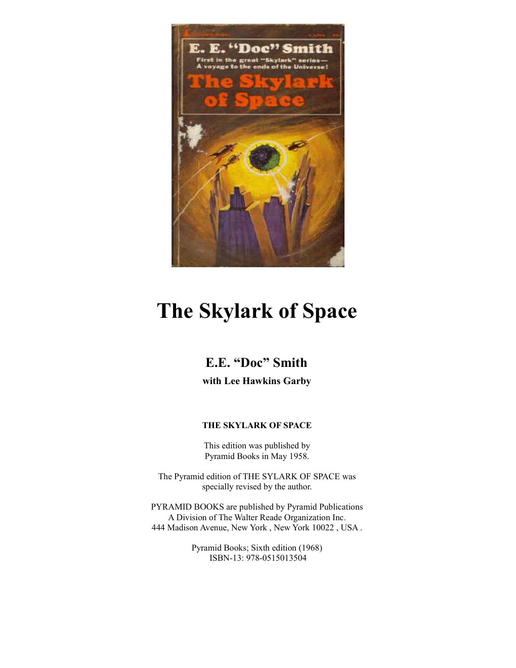 Cover of The Skylark of Space