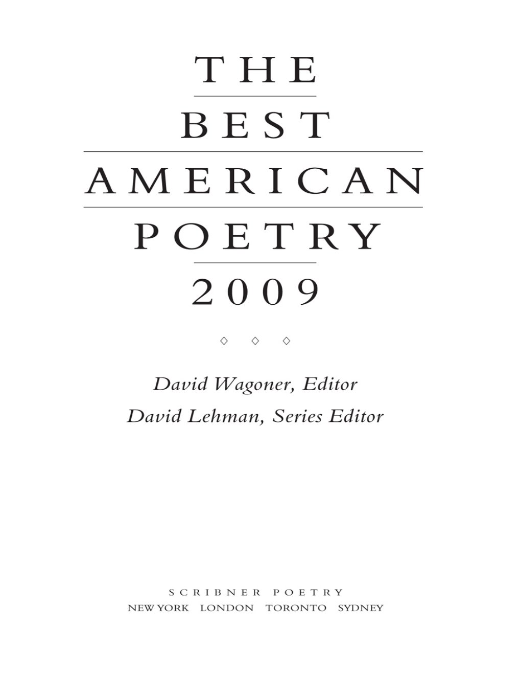 Cover of The Best American Poetry 2009