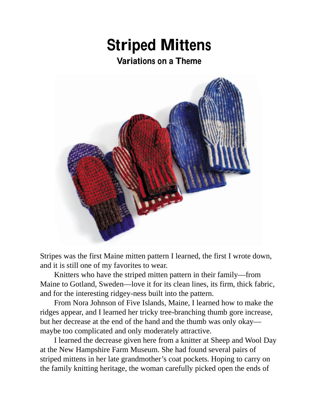 Cover of Striped Mittens