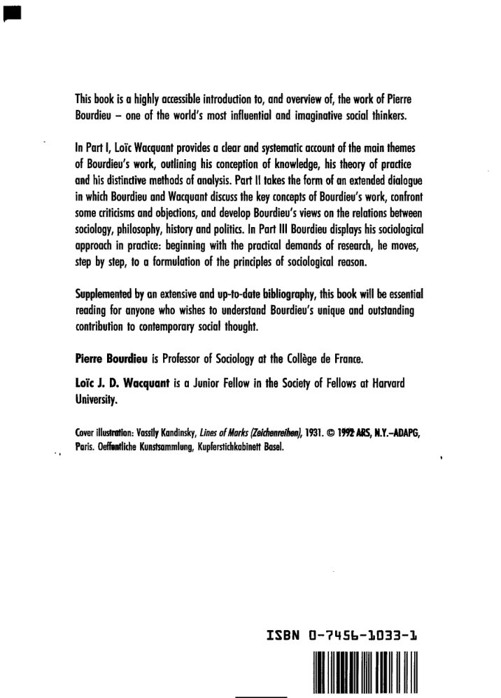 Cover of An Invitation to Reflexive Sociology