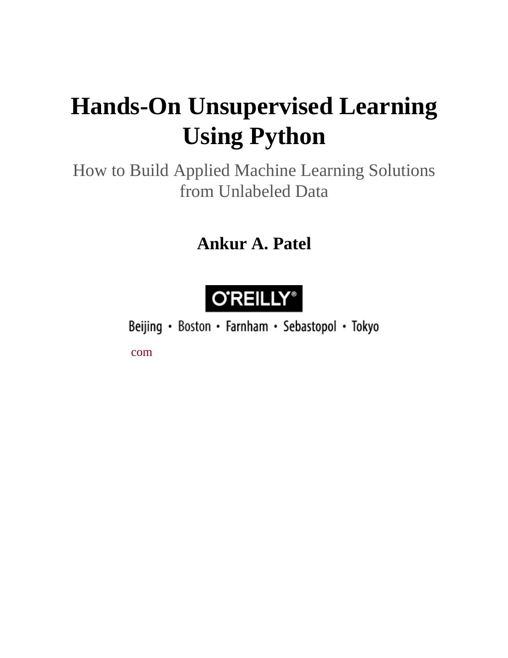 Cover of Hands-On Unsupervised Learning Using Python