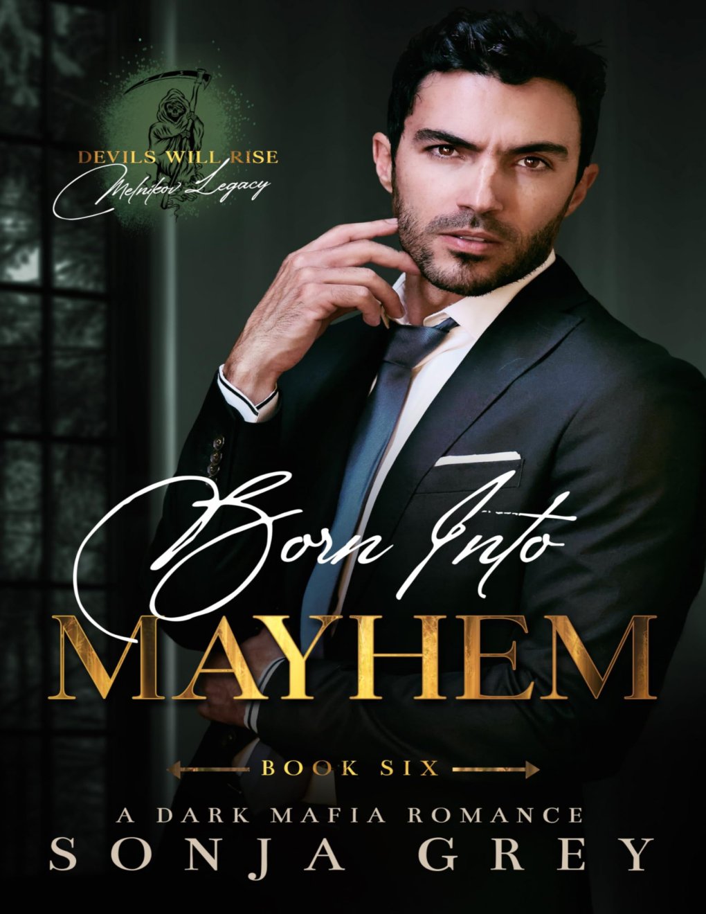 Cover of Born into Mayhem: An Age Gap Dark Mafia Romance (Devils Will Rise: Melnikov Legacy Book 6)