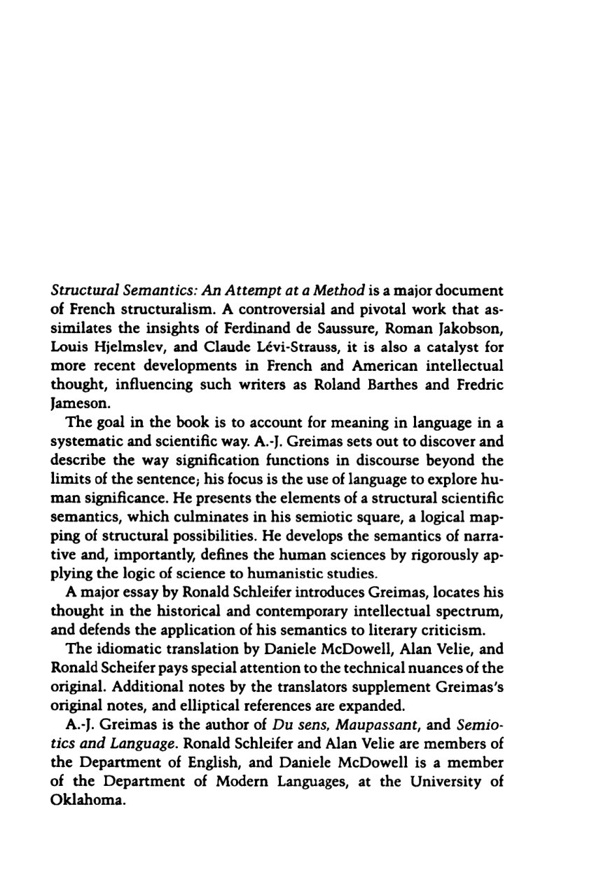 Cover of Structural Semantics: An Attempt at a Method