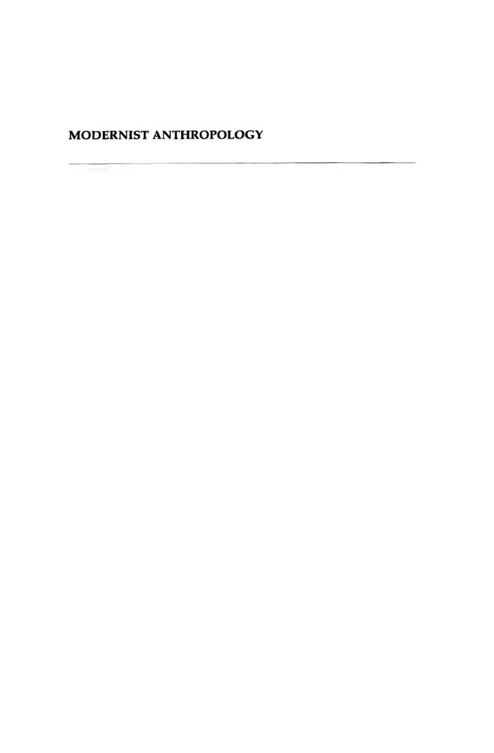 Cover of MODERNIST ANTHROPOLOGY