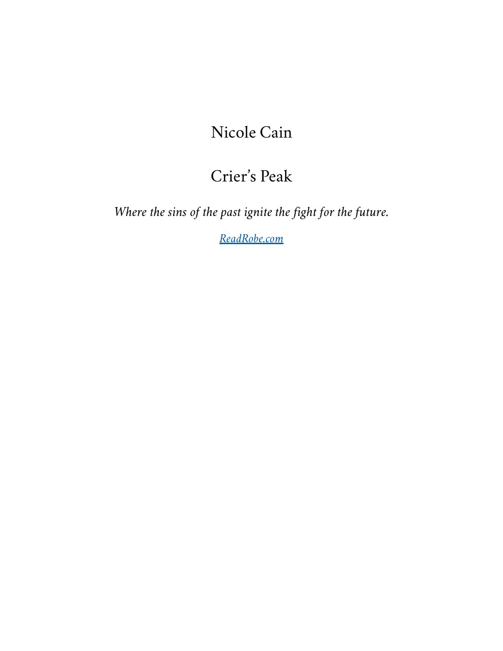 Cover of Crier’s Peak