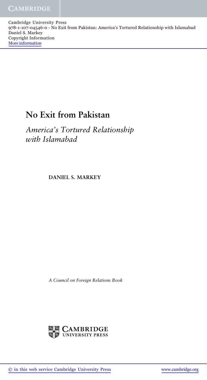 Cover of No Exit from Pakistan