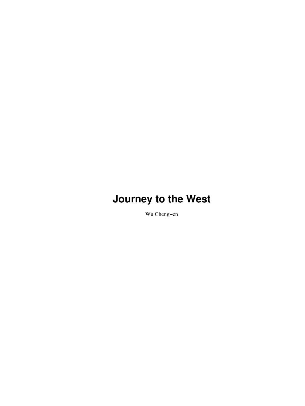 Cover of Journey to the West