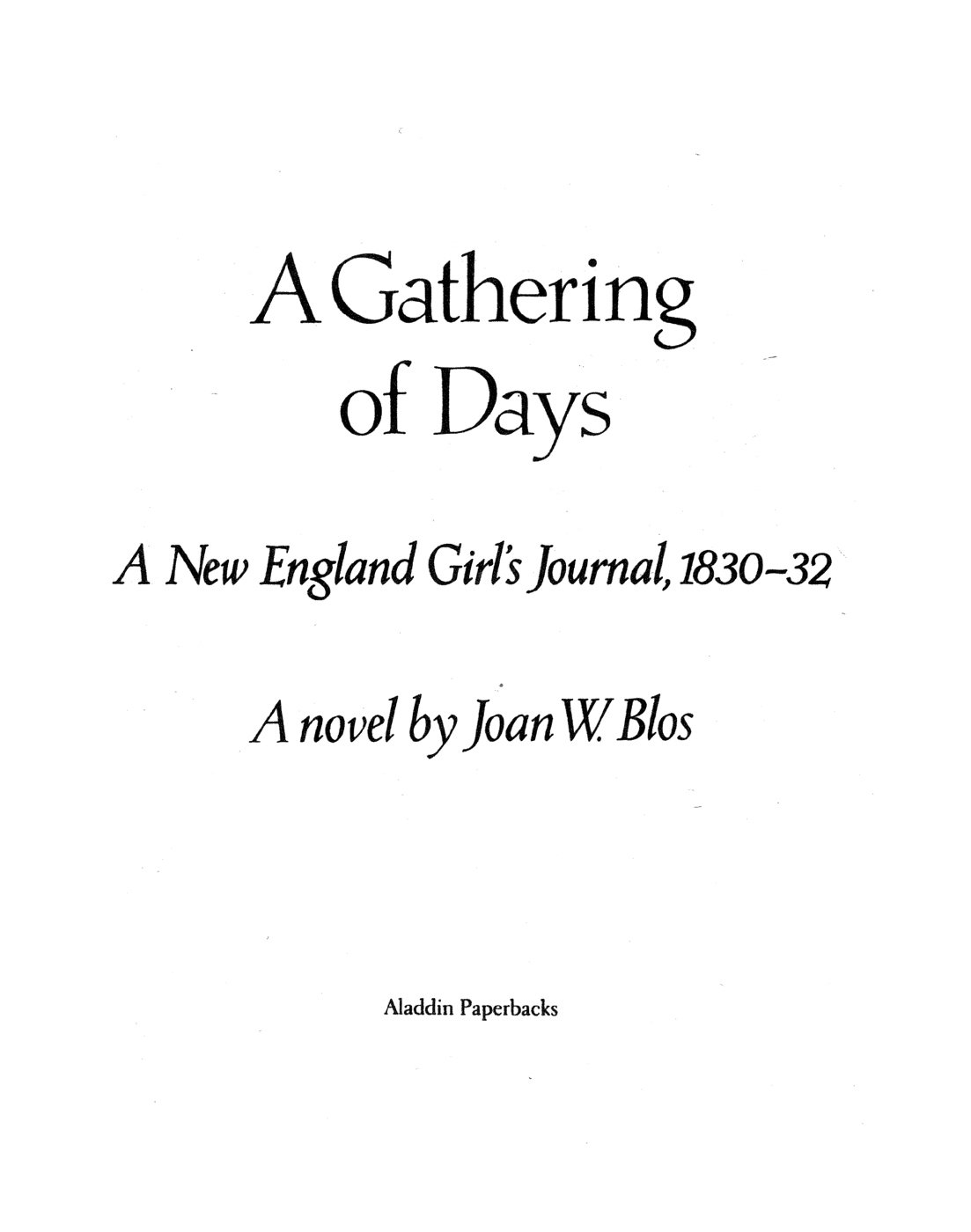 Cover of A Gathering of Days