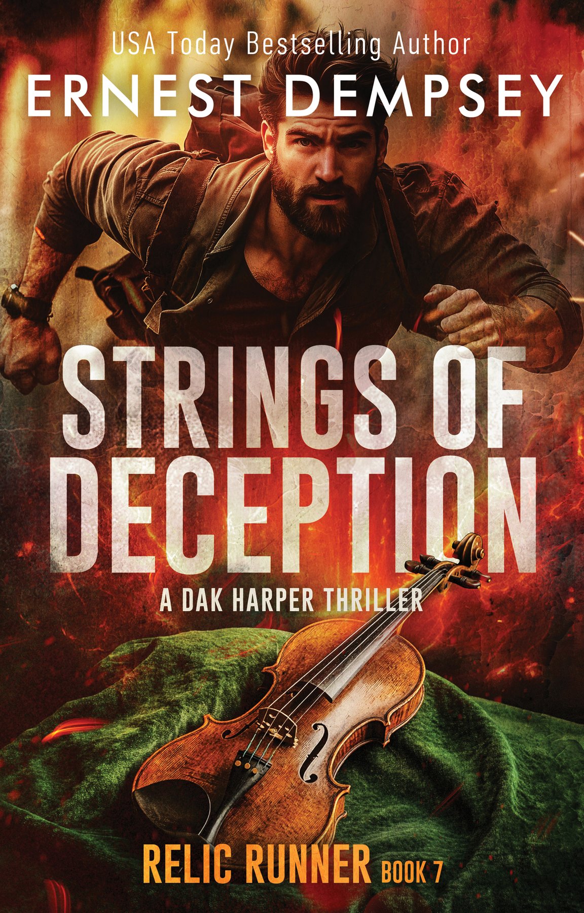 Cover of Strings of Deception: A Dak Harper Action Thriller (The Relic Runner Book 7)