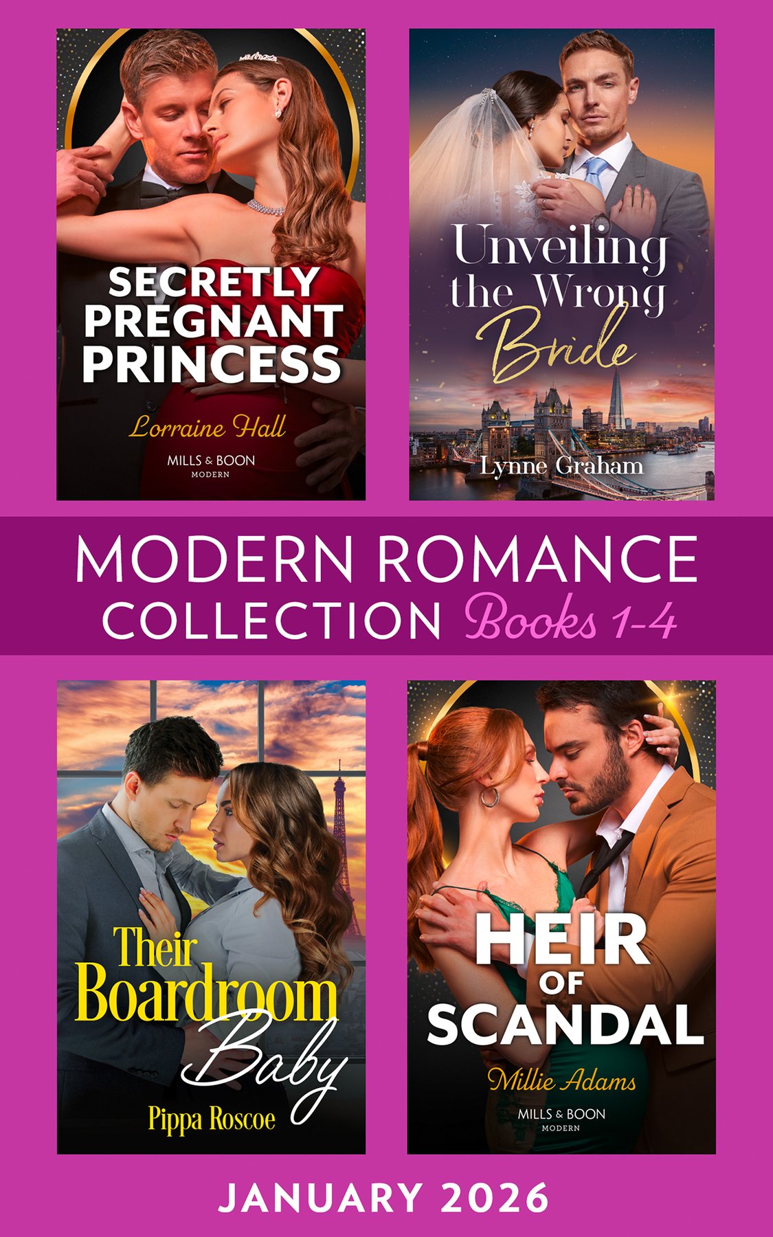 Cover of Modern Romance January 2026 Books 1-4