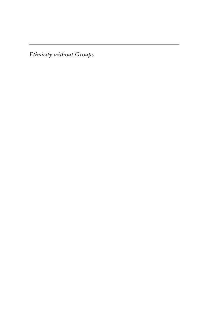 Cover of Ethnicity without Groups