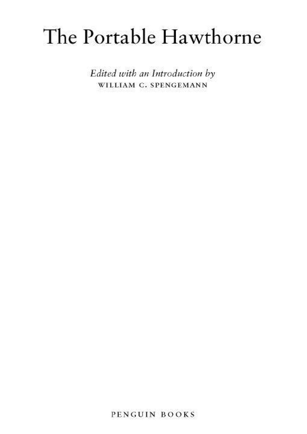 Cover of The Portable Hawthorne