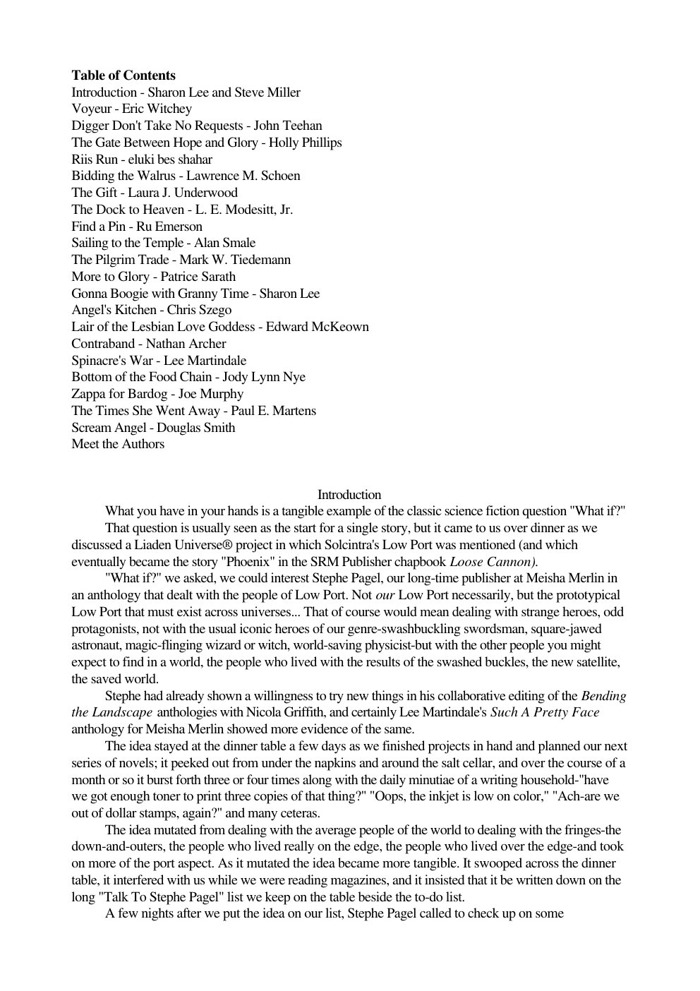 Cover of Table of Contents