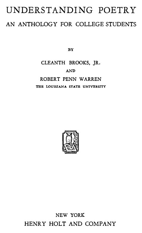 Cover of Understanding Poetry (1938)