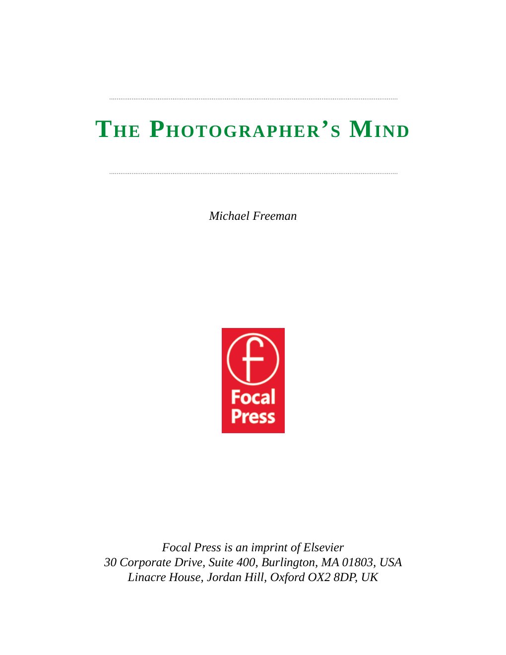 Cover of The Photographer's Mind