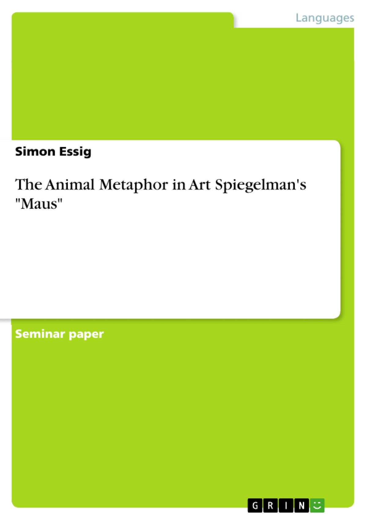 Cover of The Animal Metaphor in Art Spiegelman's -Maus (1591)