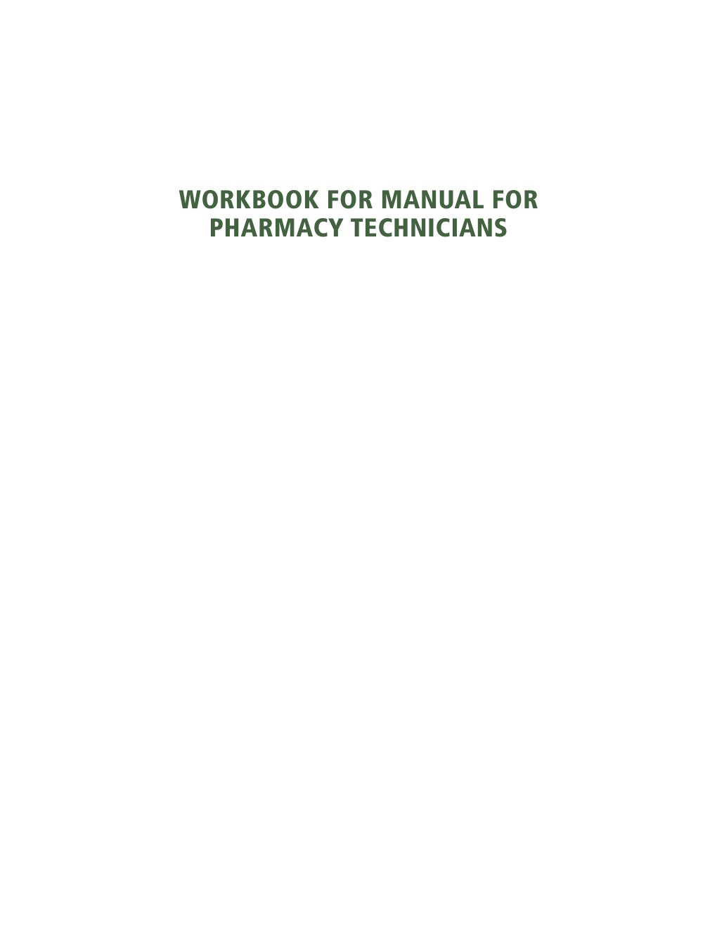 Cover of Workbook for Manual for Pharmacy Technicians (2026)