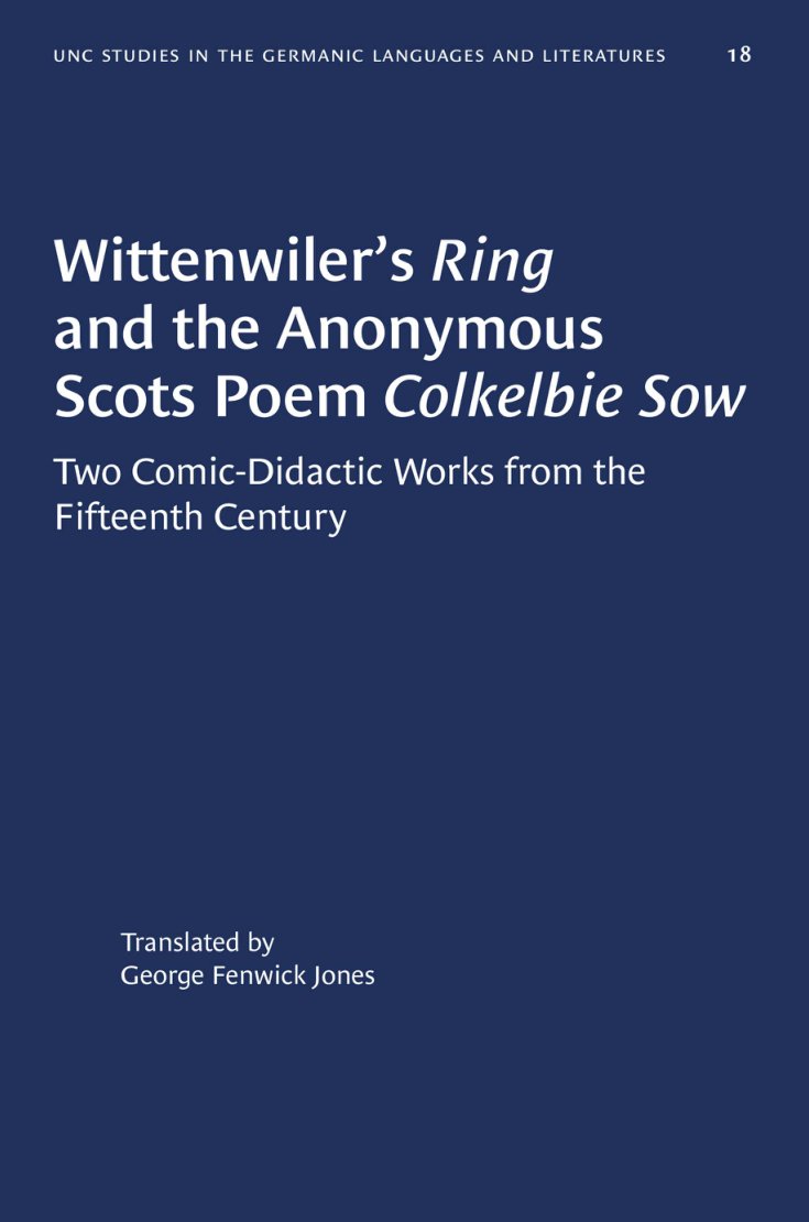 Cover of Wittenwiler’ s Ring and the Anonymous Scots Poem (1949)