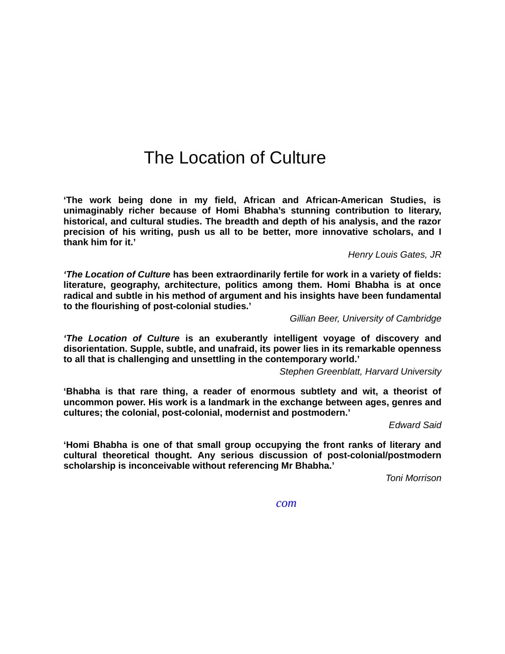 Cover of The Location of Culture